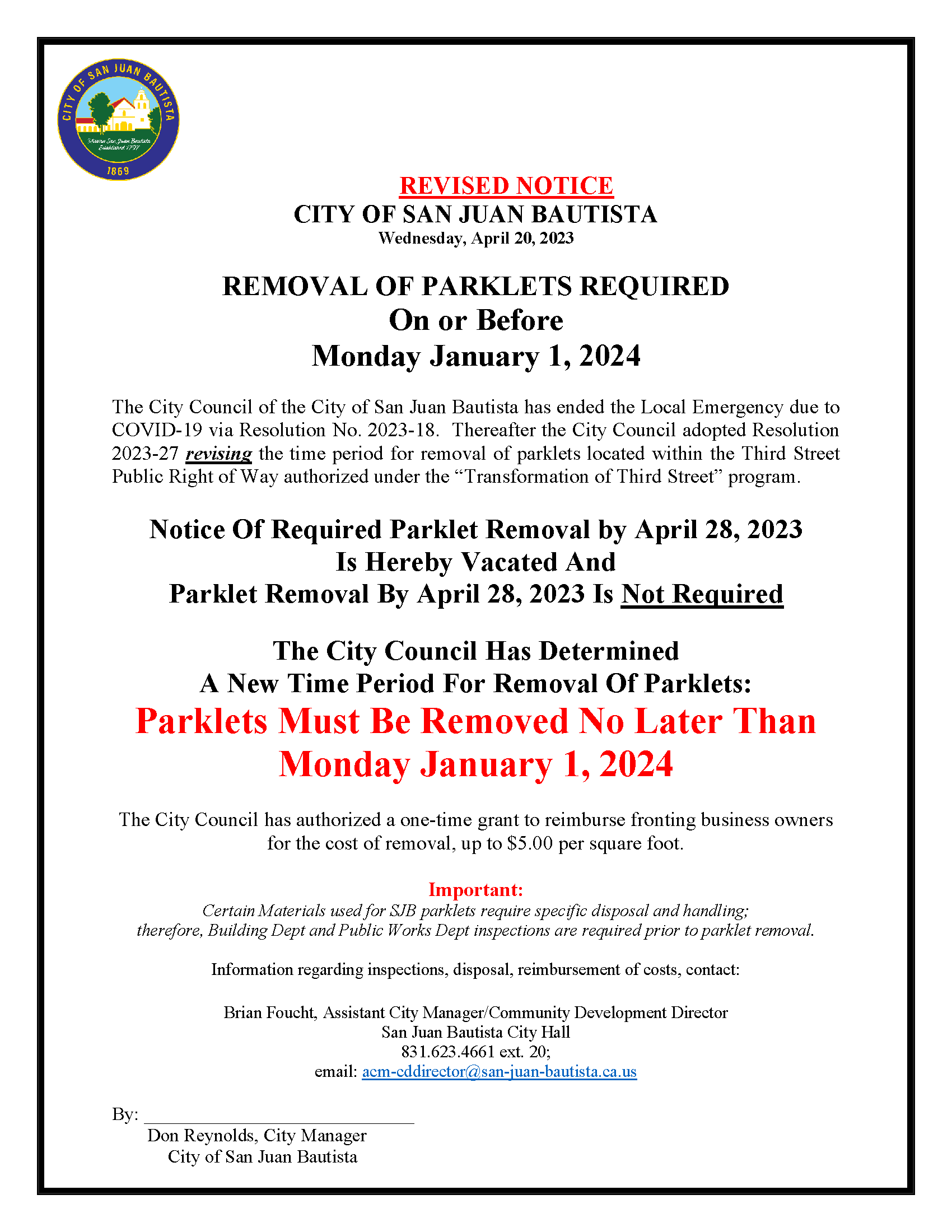 4.20.23 Disposition of Parkets_Pulblic Notice